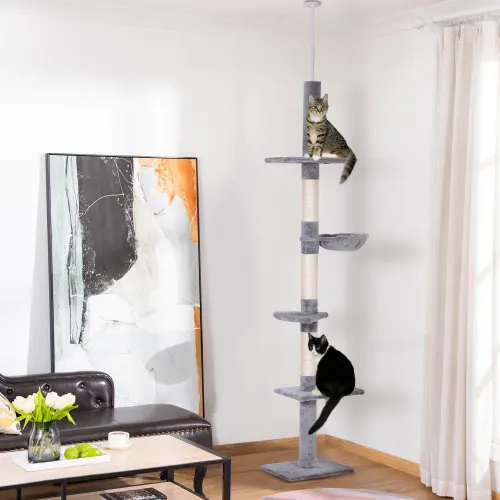 9 Foot Adjustable Height Floor to Ceiling Vertical Cat Tree — photo 2