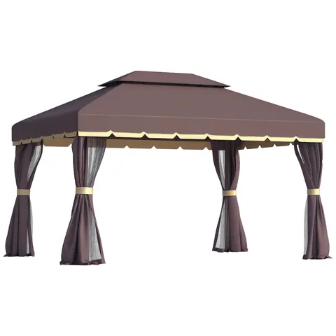 Patio Gazebo — Aluminum Frame Double Roof Outdoor Gazebo Canopy