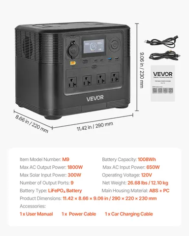 Portable Power Station β 1800W Solar Generator Power Station