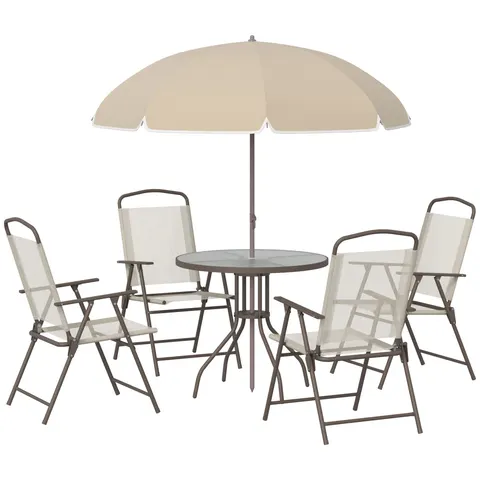 6 Piece Patio Dining Set for 4 with Umbrella