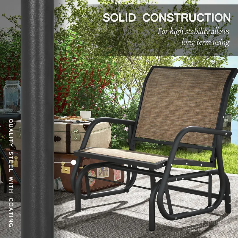 2 Pieces Outdoor Glider Chair — Steel Swing Chai with Curved — photo 5
