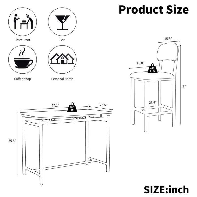 Kitchen Table Set β Dining Table and Chairs for 2 β photo 3