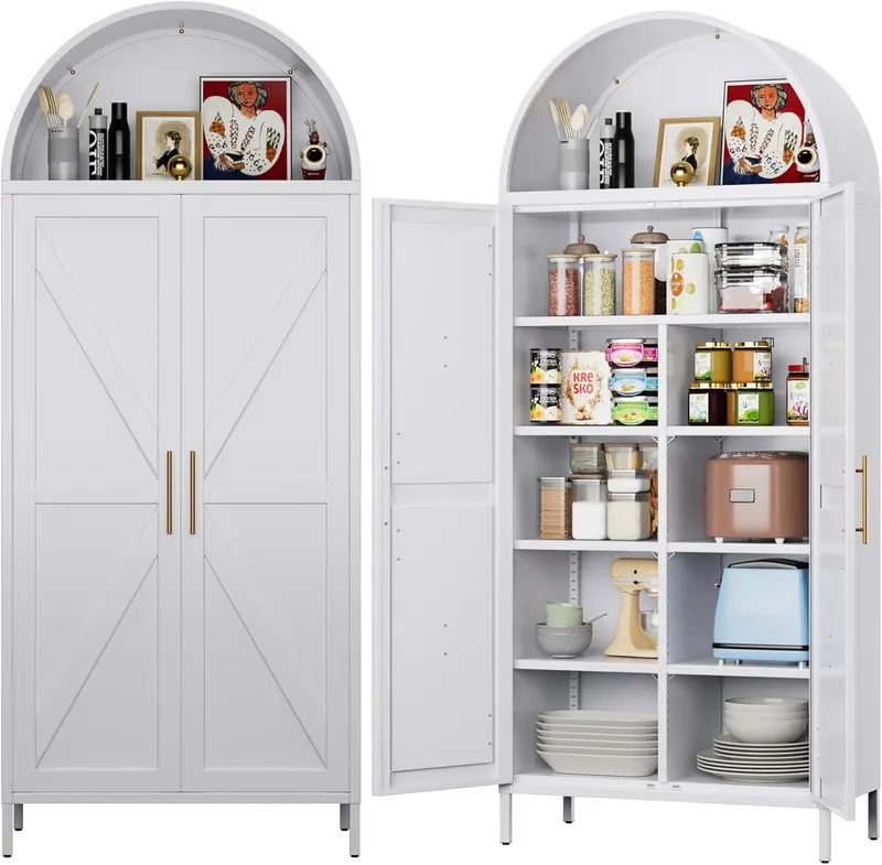 Tall Kitchen Pantry Cabinet β Arched Storage Cabinet with Doors β photo 4
