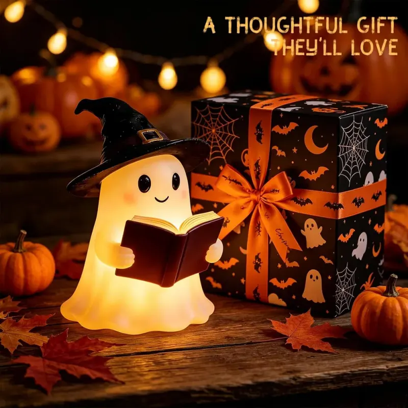 Halloween Ghost Reading Book Night Light