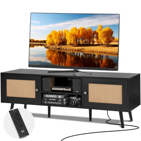 Rattan TV Stand for 65 Inch TV
