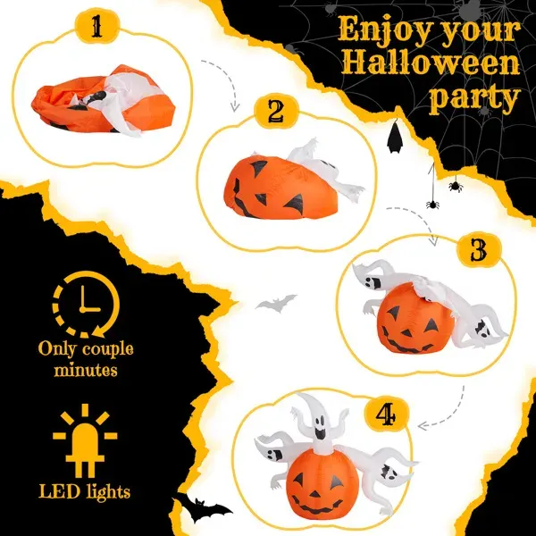 5.9 FT Halloween Inflatable Pumpkin Ghost Outdoor Decorations β photo 2