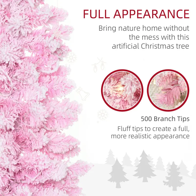 6 Foot Prelit Snow Flocked Artificial Christmas Tree with Pencil — photo 3