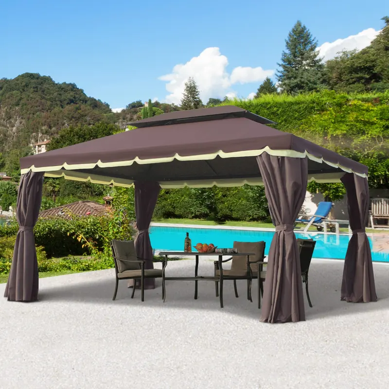 Patio Gazebo β Aluminum Frame Double Roof Outdoor Gazebo Canopy β photo 2