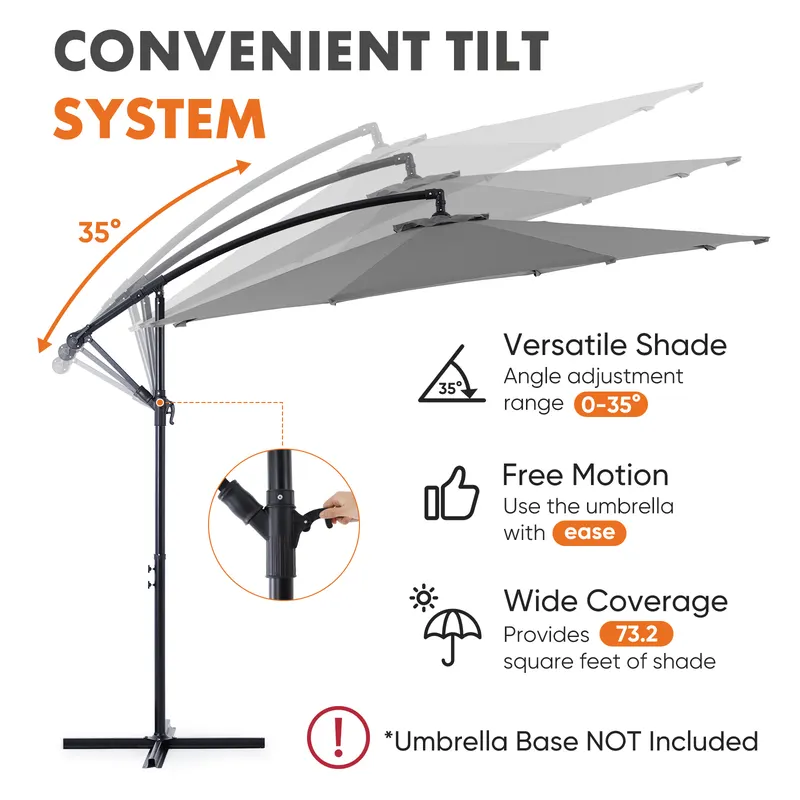 9.8FT Offset Patio Umbrella Hanging Cantilever Umbrella Outdoor — photo 6