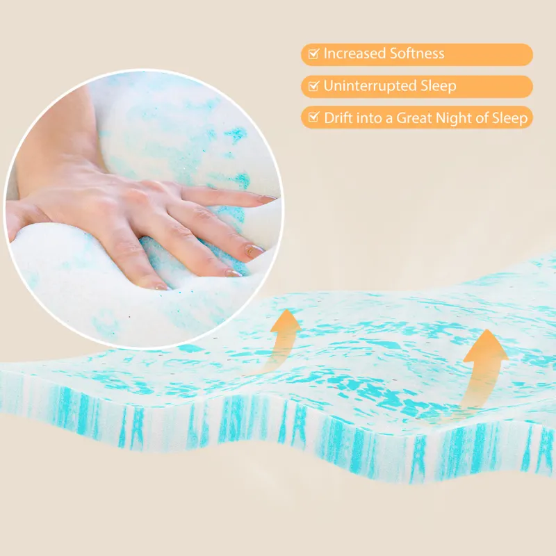 Memory Foam Mattress Topper with Cooling Gel β photo 4