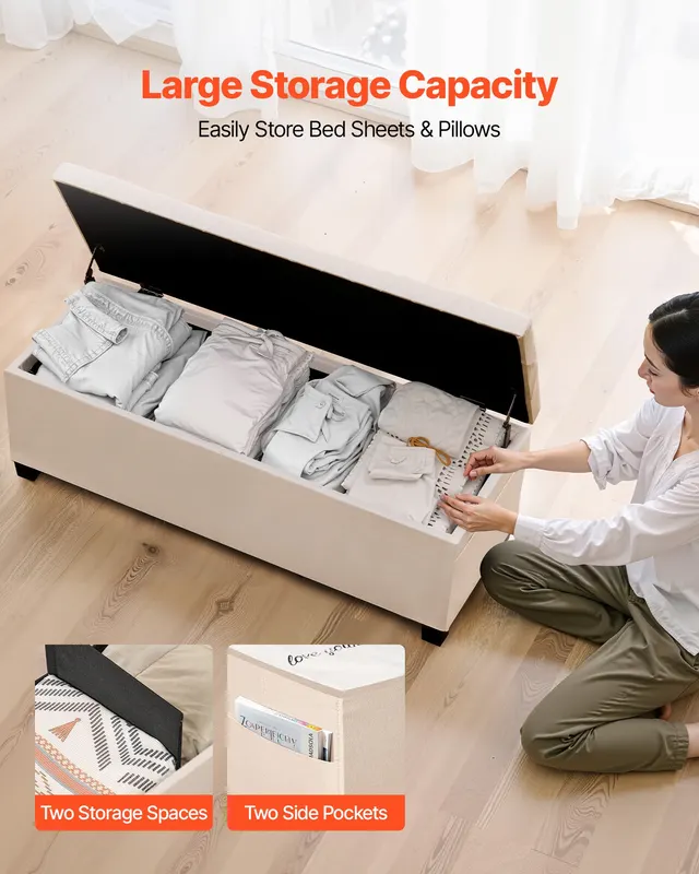 Storage Ottoman Bench β Button-tufted End of Bed Bench with Side β photo 5