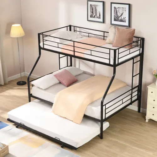 Twin Over Full with Trundle Metal Bunk Bed β photo 2