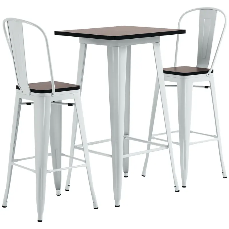 3 Piece Industrial Dining Table Set