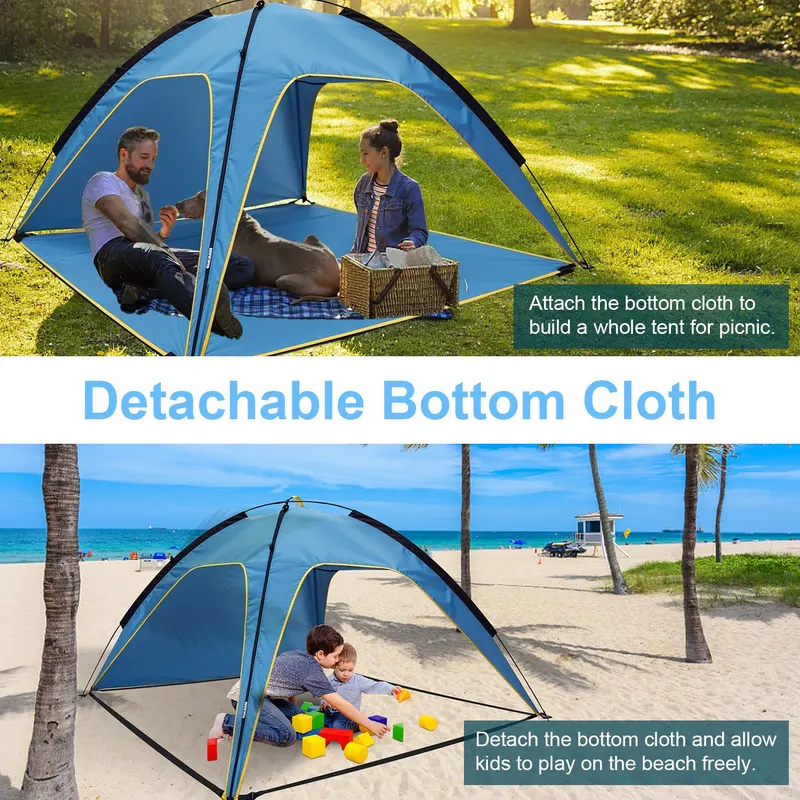 4-6 Person Beach Tent Canopy with 3 Door Openings Carry Bag β photo 6