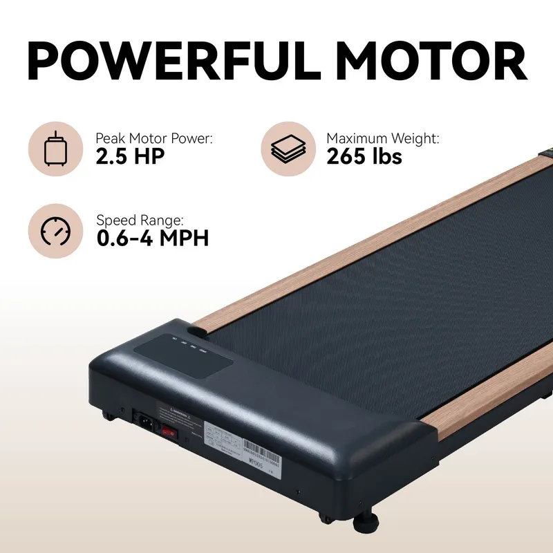2.25HP Under Desk Treadmill — Portable Wood Walking Pad for Home — photo 3