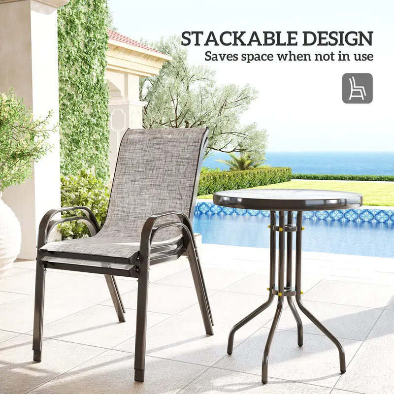 3 Pieces Bistro Set — Small Patio Furniture Set with Stackable — photo 6