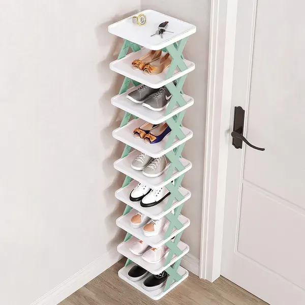 9Tier Narrow Entryway Shoe Rack Plastic Vertical Shoe Organizer — photo 2