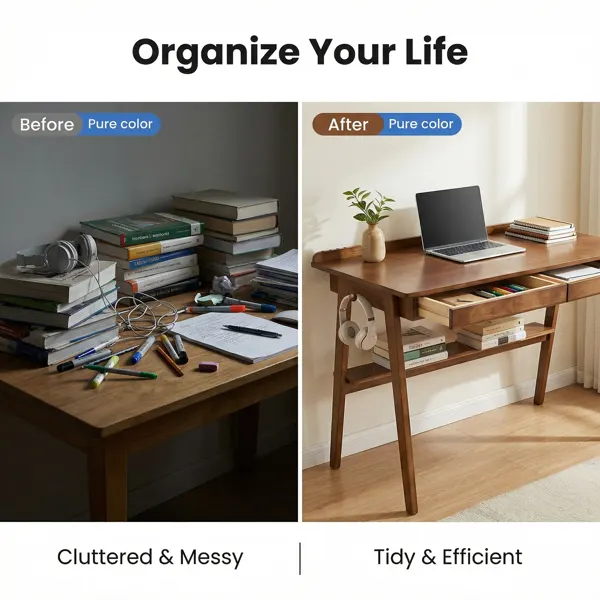 Solid Wood Writing Desk — Home Office Desk for Small Spaces — photo 2