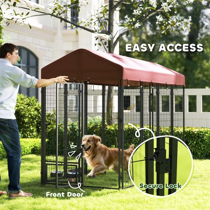 Outdoor Dog Kennel with Rotating Bowl Holders — photo 5
