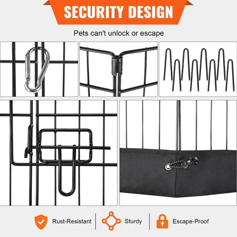 Dog Playpen — 8 Panels Foldable Metal Dog Exercise Pen with Top — photo 4