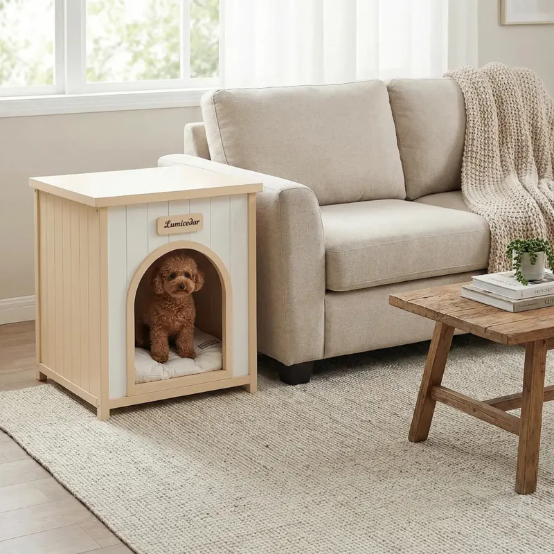 Modern Indoor Wooden Dog House with Removable Cushion — photo 6