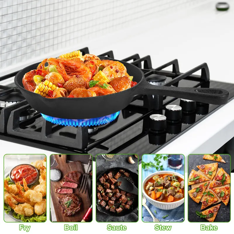3Pcs Pre-seasoned Cast Iron Skillet Set for Indoor Outdoor 6in — photo 5