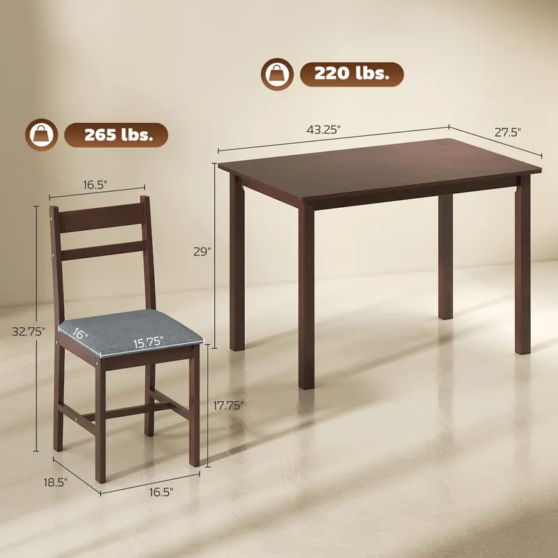 5-Piece Solid Wood Dining Table Set for 4 β photo 5