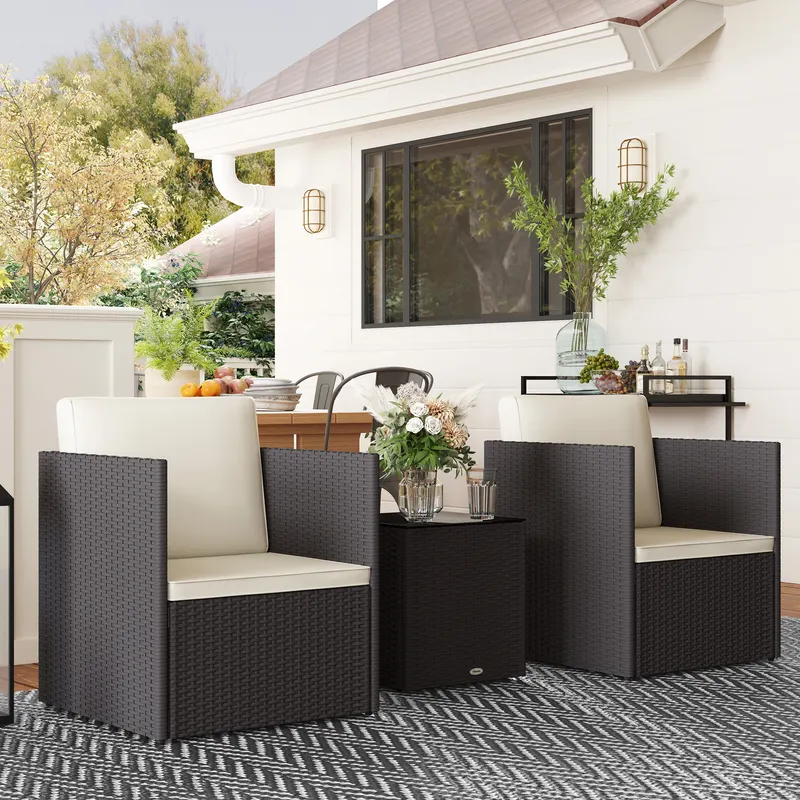 Folding Wicker Bistro Set — 3 Piece Patio Furniture Set — photo 4