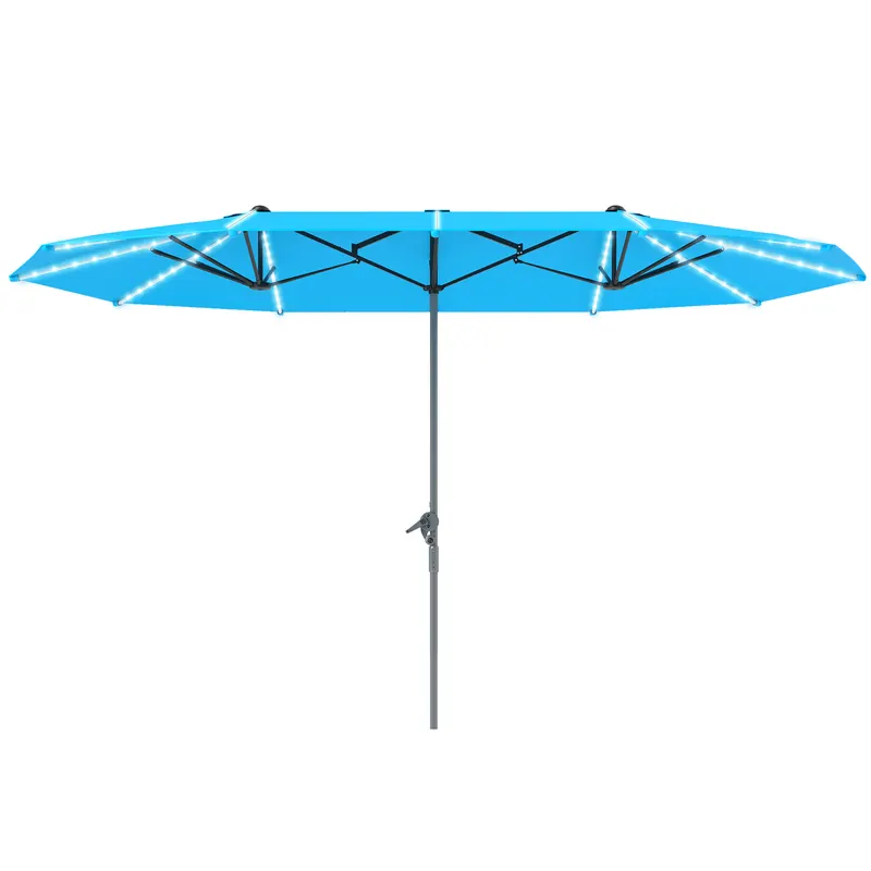 15ft Double-sided Outdoor Umbrella with Solar Lights
