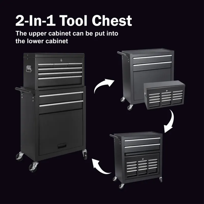 Tool Chest — 8-Drawer Rolling Tool Storage Cabinet with 2 in 1 — photo 5