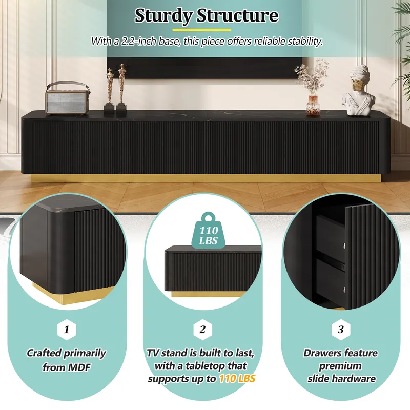 ON-TREND Luxury Fluted TV Stand for TVs Up to 85 — photo 5