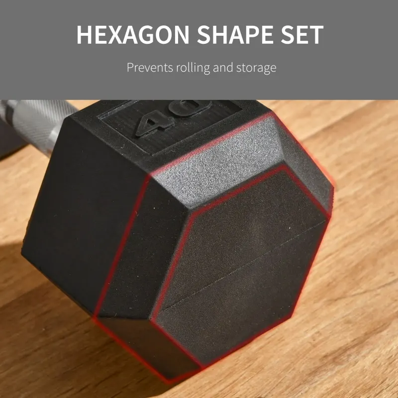 40lbs Rubber Hex Dumbbells Weight Dumbbell Hand Weight Barbell β photo 3