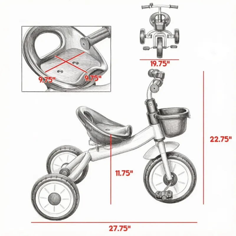 Blue 3-Wheel Toddler Tricycle: Kids Bike for Children 2-5 Years — photo 6