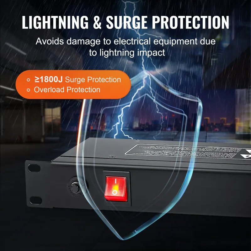 19' 1U PDU 8 Outlets Rack Mount Power Strip Surge Overload — photo 4