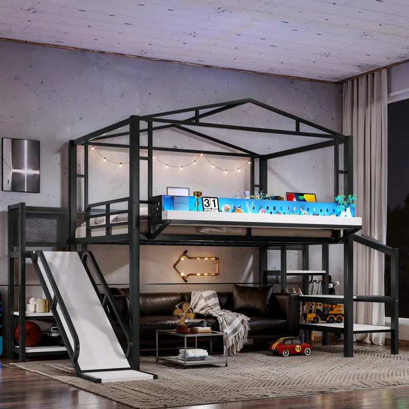 Full Size Loft Bed with Storage Stairs