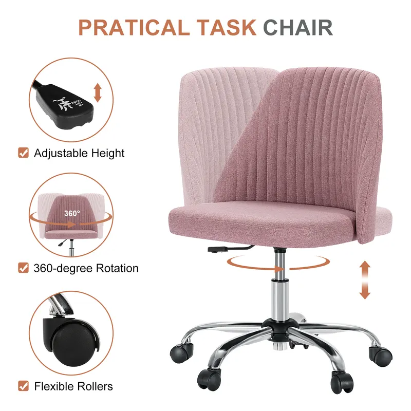 Modern Fabric Armless Adjustable Swivel Office Desk Chairs — photo 3