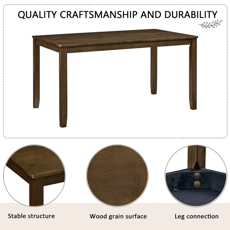 Modern 7-Piece Dining Table Set with 6 Upholstered Chairs — photo 4