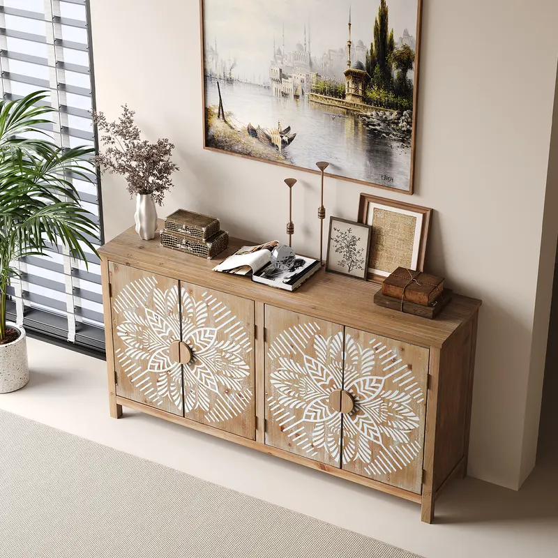 60 Wood Accent Cabinet with 4 Doors — photo 2