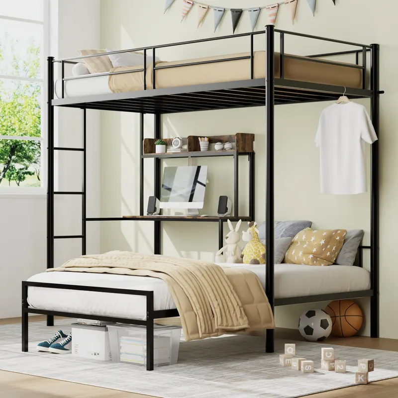 Twin Over Twin L-shaped Bunk Bed with Desk — photo 3