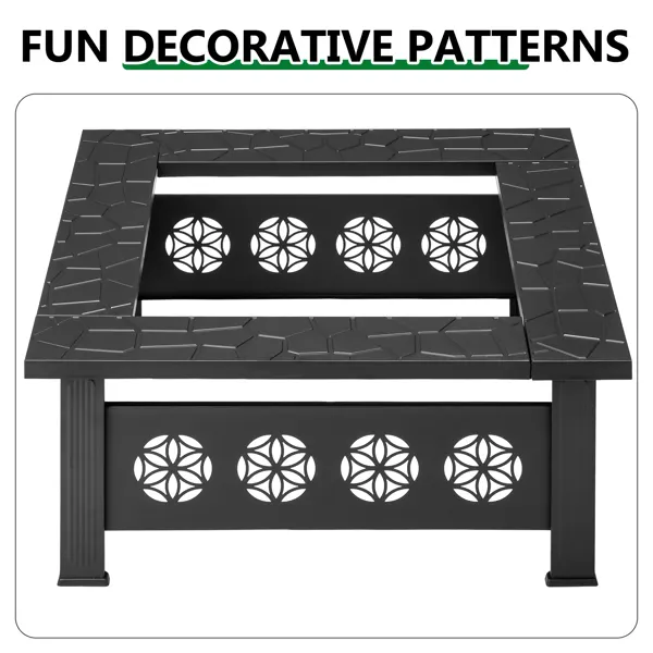 32 Inch Square Outdoor Wood Burning Fire Pit Table — photo 8