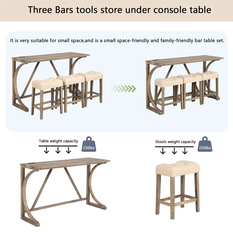 4-Piece Bar Table Set with Power Outlet — photo 6