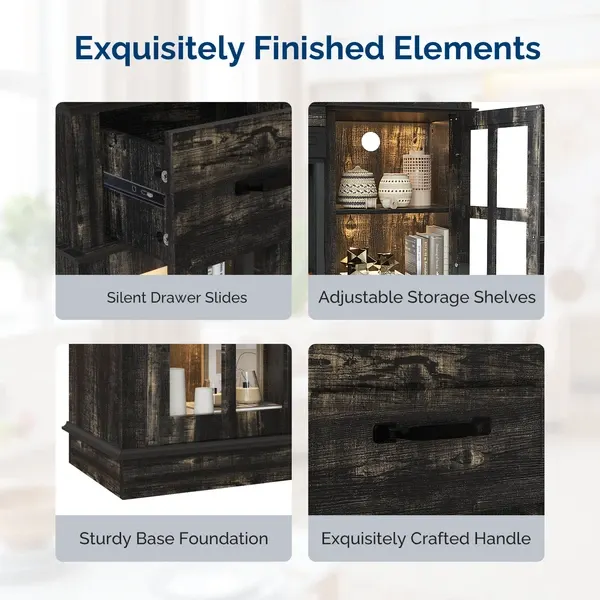 70-inch Black Gold Oak Electric Fireplace TV Stand β photo 6