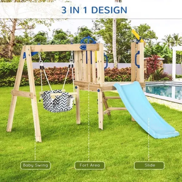 Wooden Swing Set Toddler Slide β photo 6
