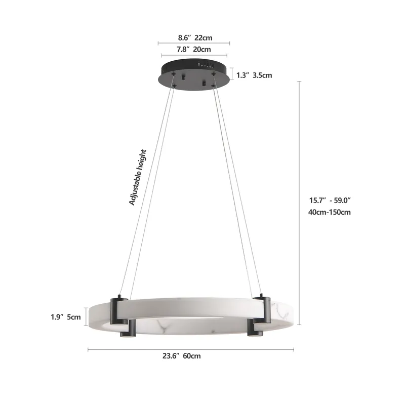 Modern LED Pendant Light β 24-Inch Round Hanging Chandelier β photo 8
