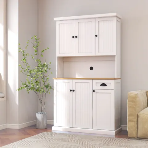 Kitchen Storage Cabinet with Microwave Countertop