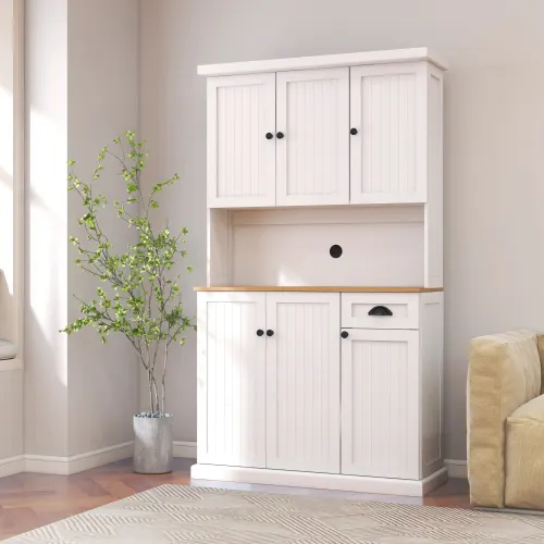 Kitchen Storage Cabinet with Microwave Countertop
