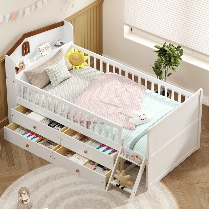 Twin Bed Frame with Storage 4 Drawers