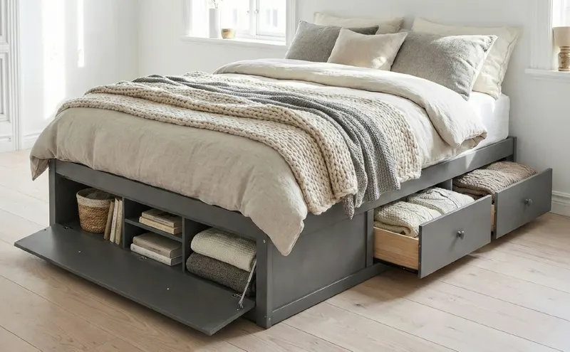 Queen Size Platform Bed Frame with 4 Storage Drawers β photo 2