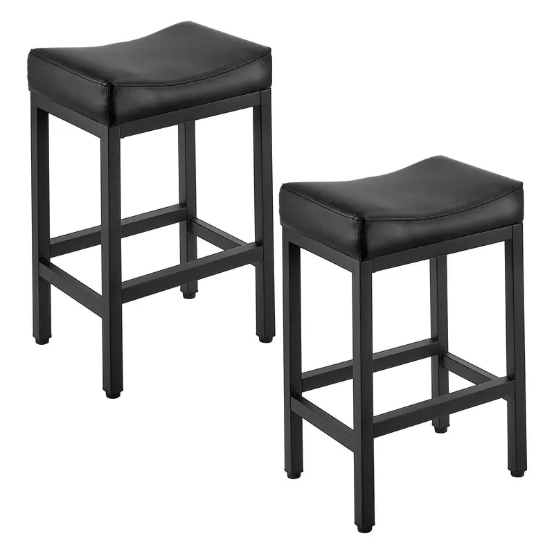 Bar Stool Set of 2 — PU Leather Counter Height Stools