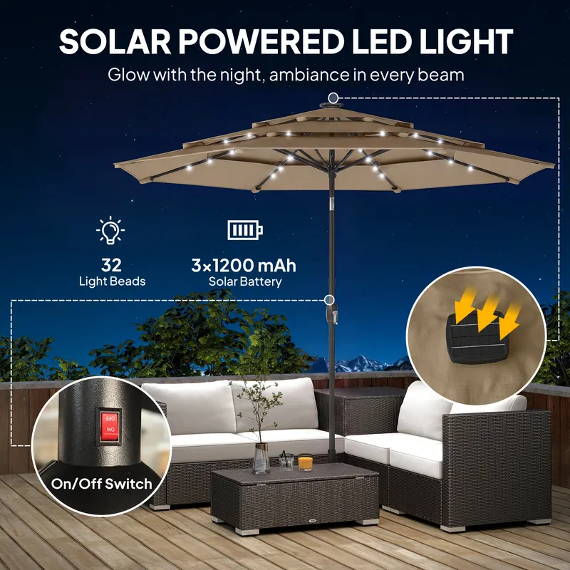 9.7 Ft Outdoor Patio Umbrella with Solar LED Lights β photo 7